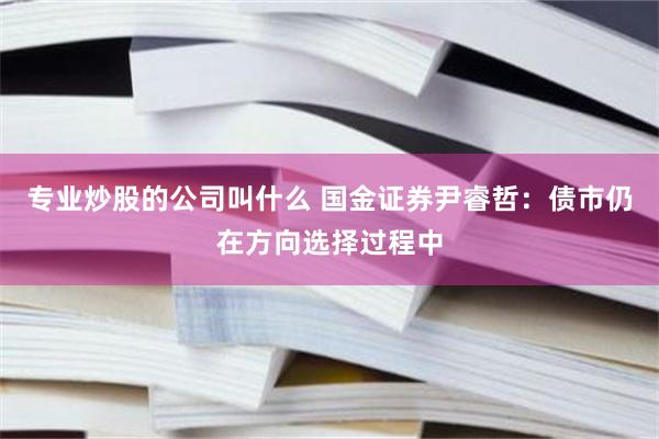 专业炒股的公司叫什么 国金证券尹睿哲：债市仍在方向选择过程中