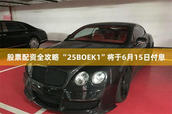 股票配资全攻略 “25BOEK1”将于6月15日付息