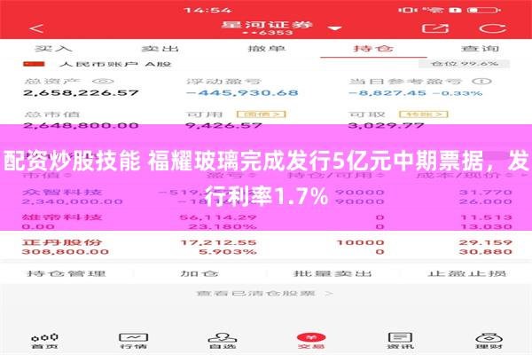 配资炒股技能 福耀玻璃完成发行5亿元中期票据，发行利率1.7%