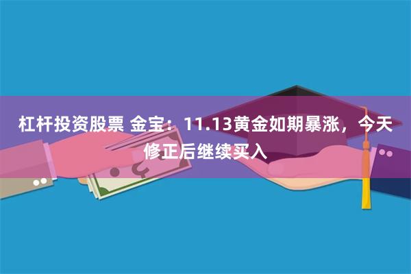 杠杆投资股票 金宝：11.13黄金如期暴涨，今天修正后继续买入