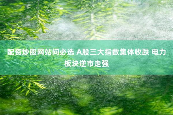 配资炒股网站问必选 A股三大指数集体收跌 电力板块逆市走强
