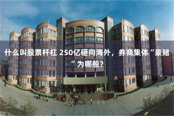 什么叫股票杆杠 250亿砸向海外，券商集体“豪赌”为哪般？